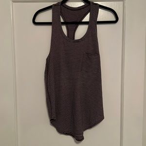 Gray and pink striped Lululemon racer back tank